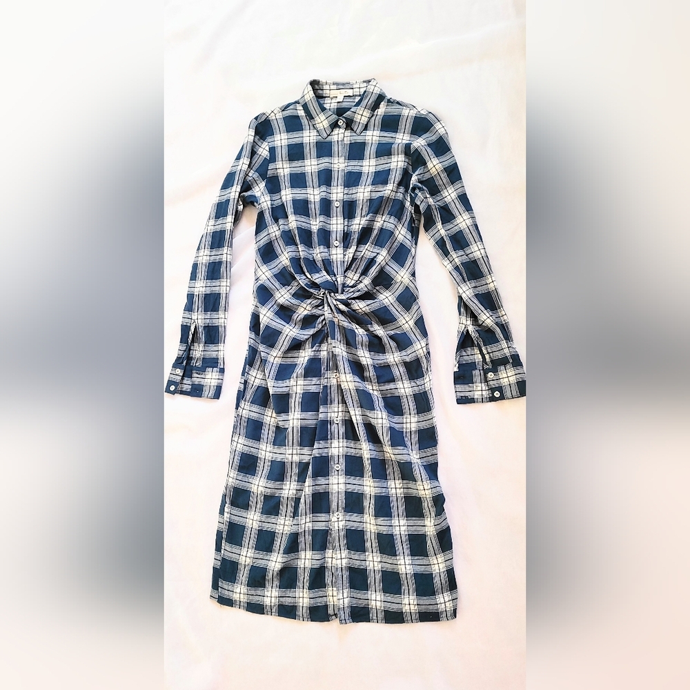 NWOT! Preppy Fall Y2k Flannel Long Sleeve Women's Plaid Midi Shirtdress Small